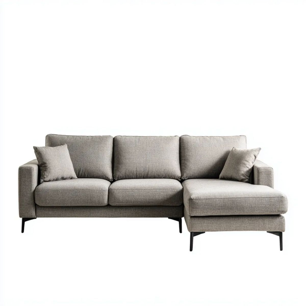 Sofa, 3-osobowa sofa w taupe szary poliester z szezlongiem digiright, 240 x 150 x 85 cm