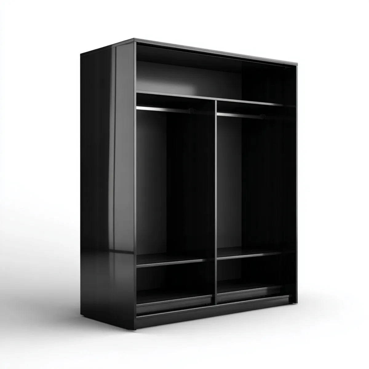 Szafa otwarta na czarno szafa 120 x 60 x 200 cm w prostokątnym MDF z 2 przegródkami wieszaki