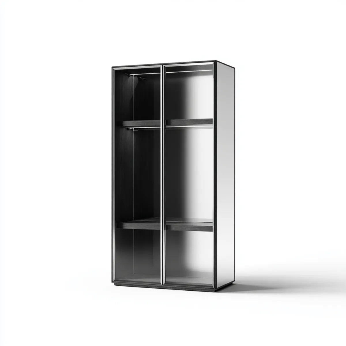 Szafa 2-drzwiowa przesuwne czarne i szare szkło hartowane i prostokątne aluminium 100 x 50 x 200 cm