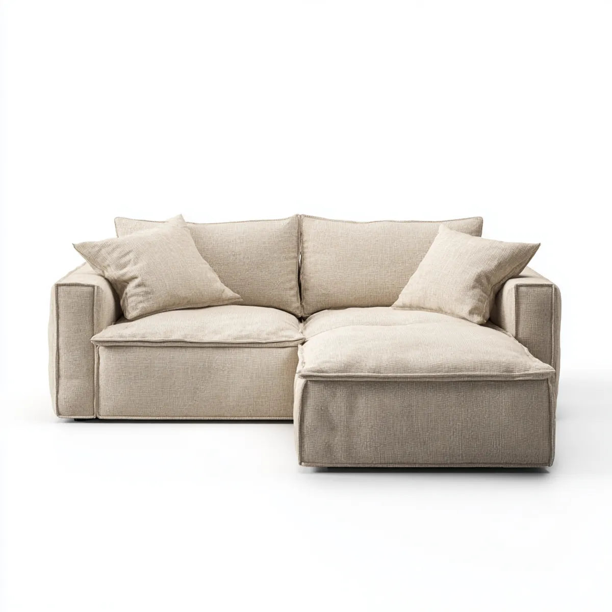 Sofa, narożna sofa 3-fotelik beżowy 230 x 160 x 85 cm poliester kształt litery L