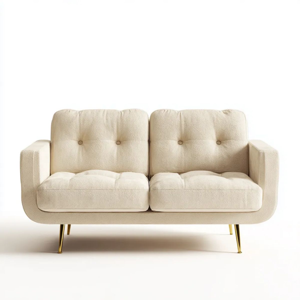 Sofa, Dwufotelik sofa w klamrze poliestrowej z metalową, metalową nogą, 150 x 82 x 85 cm