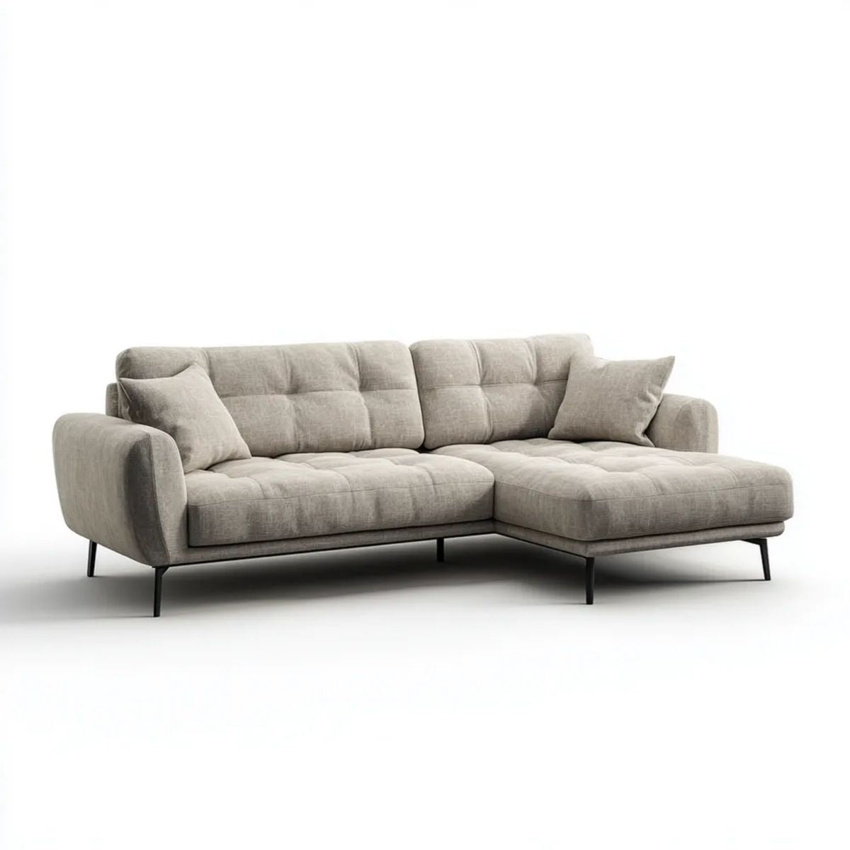 Sofa, 3-osobowa poliester wyprostowany narożnik sofa z szezlongiem, 250 x 160 x 85 cm