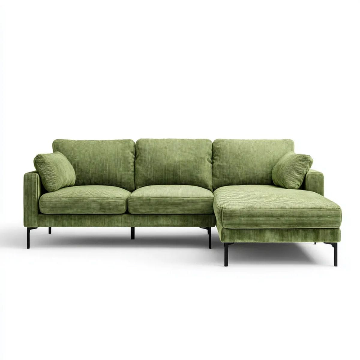 Sofa, 4-osobowa sofa z melidianem na prawo w eliberowanym oliwkowym filenozielony fileta, 250 x 155 x 85 cm