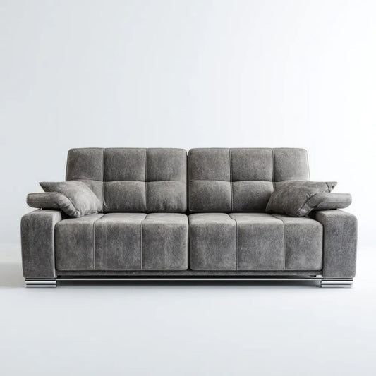 Sofa, 3 mikrofibry, folia z mikrofibry, fotel z siwą barwą, 220 x 95 x 90 cm