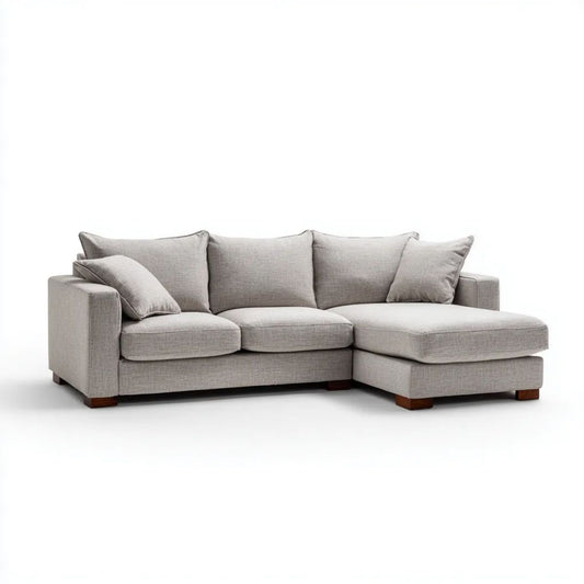 Sofa, 3-osobowa sofa w kolorze jasnoszarym tkanina z distingiem meridian, 240 x 160 x 85 cm