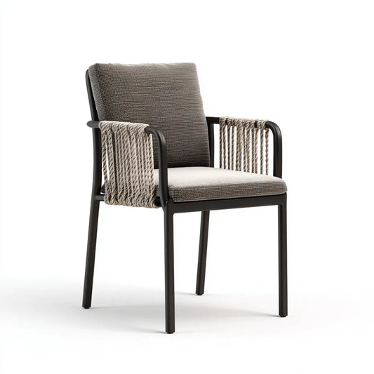 Fotel w salonie szary i czarny 62 x 60 x 85 cm w poliestrowym aluminium i prostokątnej linie PP
