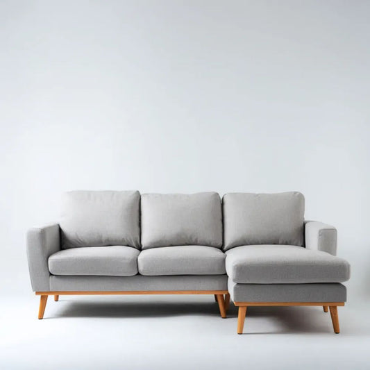 Sofa, 3-osobowa poliestrowy sofa z melioranem, drewniane nóżki, 220 x 150 x 85 cm