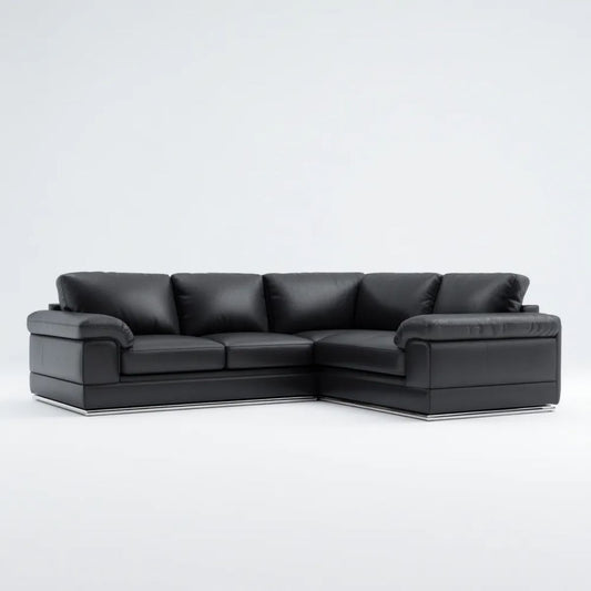 Sofa fixed rogi 5 fixed fotele w kolorze czarnym syntetyczne skóry, szezlong na prawo, 260 x 200 x 85 cm