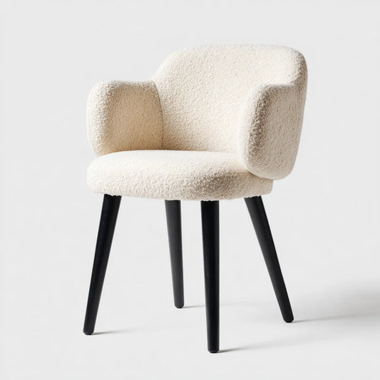 Fotel, Krzesło w obudowie z kremem do podłokietników 58 x 58 x 80 cm okrągły kształt poliestru Bouclé
