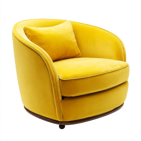 Fotel, Velvet żółty fotel do spania z poduszkami około 85 x 82 x 78 cm