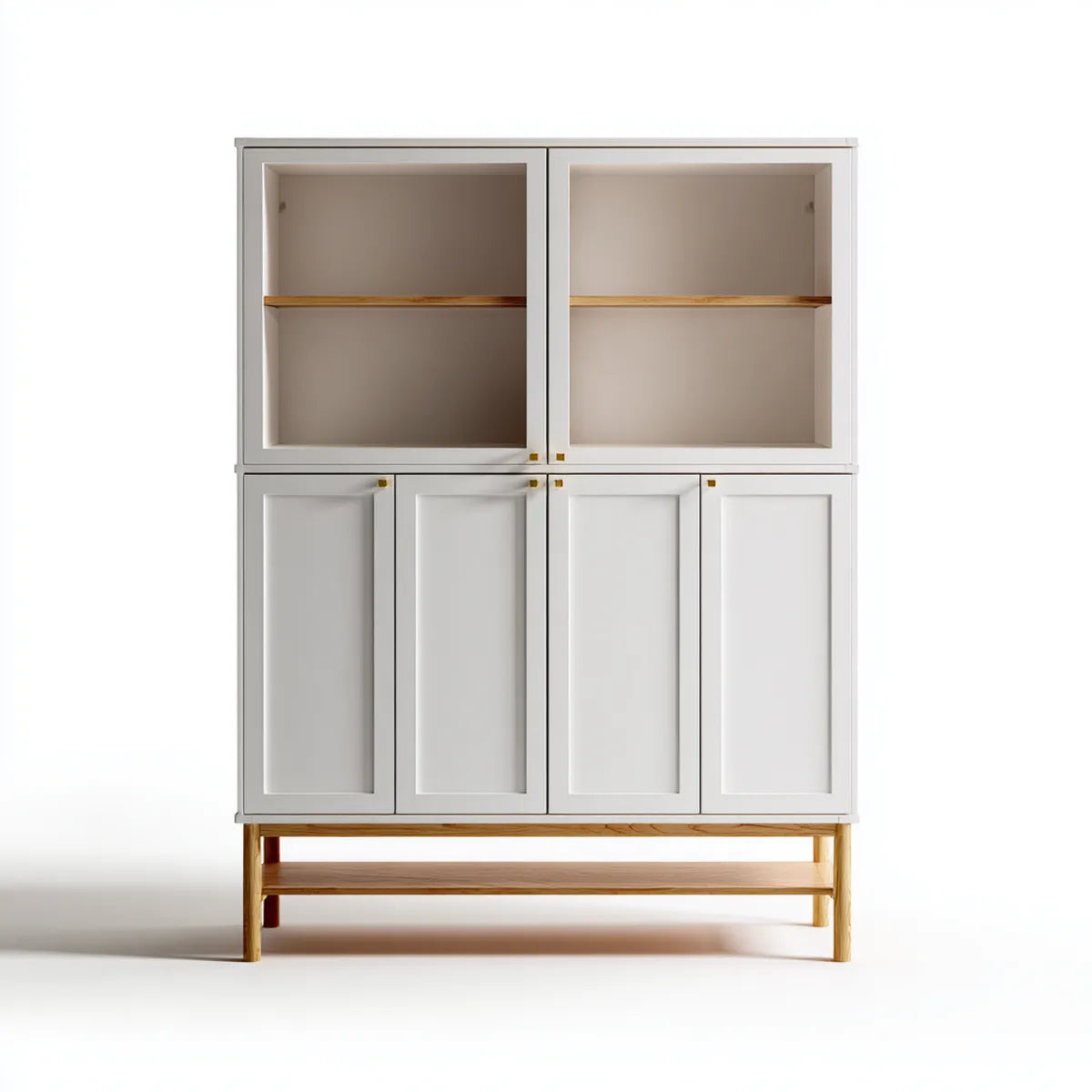 Szafa biała i naturalna 120 x 45 x 180 cm w MDF i lite drewno z prostokątnej sosny