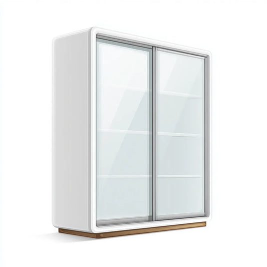 Szafa 2-drzwiowa przesuwne białe 160 x 60 x 220 cm MDF i prostokątne szkło hartowane