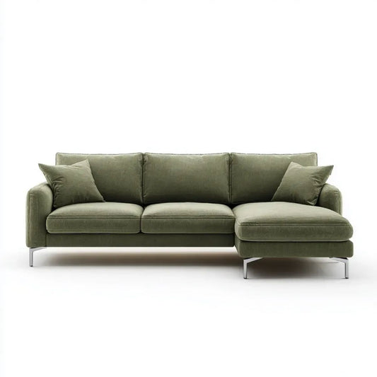 Sofa, 3 kwadratowe oliwki oliwne oliwkowe zielone fiołkowate sofa, 260 x 160 x 85 cm