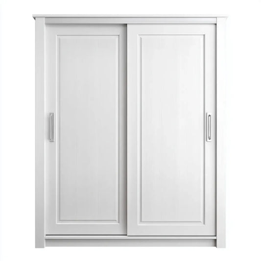 Szafa z 2 drzwiami przesuwnymi biały 120 x 60 x 200 cm w prostokątnym MDF