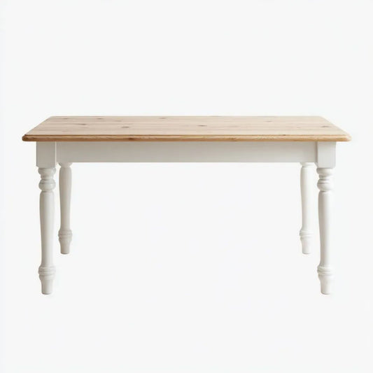 Stół do jadalni, Białe i białe prostokątne stoły w kwadratowej sosnie piankowej 150 x 90 x 75 cm