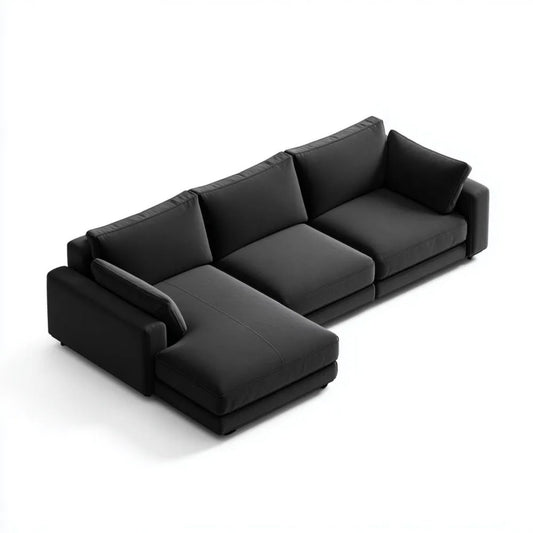 Sofa, 3-osobowa skórzana sofa z lewym narożnikiem czarny PU 280 x 165 x 85 cm