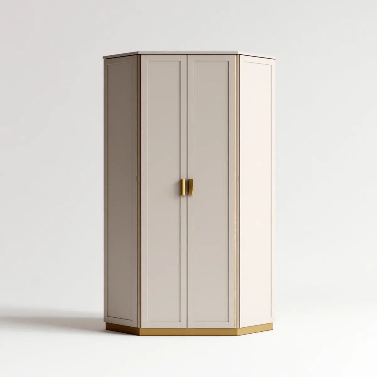 Szafa, Koszula narożna z 2 drzwiami gołąb i złoto 100 x 60 x 200 cm w kształcie Pentagonalnym MDF