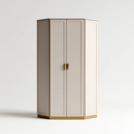 Szafa, Koszula narożna z 2 drzwiami gołąb i złoto 100 x 60 x 200 cm w kształcie Pentagonalnym MDF