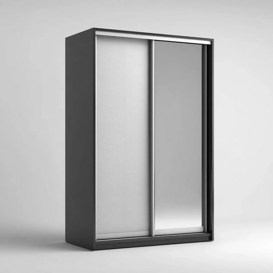 Szafa czarno-biała z lustrem 120 x 60 x 200 cm w prostokątnej melaminy
