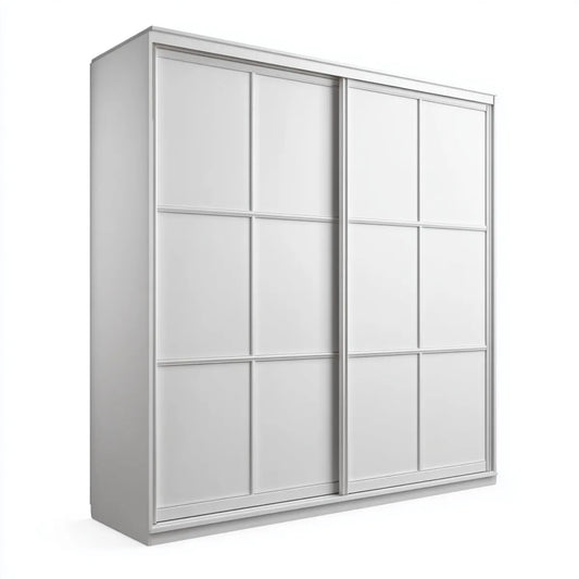 Szafa 2-drzwiowa przesuwne białe 200 x 60 x 220 cm w prostokątnej płycie wiórowej
