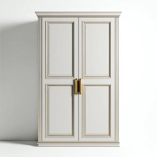 Szafa z 2 białymi drzwiami i złotem w prostokątnym MDF 100 x 60 x 220 cm