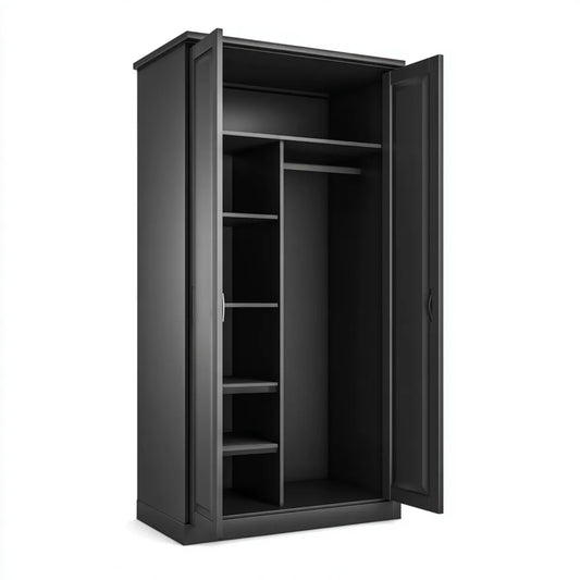 Szafa na szafy 2 czarne drzwi 100 x 50 x 180 cm w prostokątnym MDF