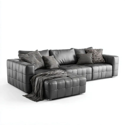 Sofa, 3-osobowa sofa w kolorze czarnym PU, 280 x 165 x 85 cm