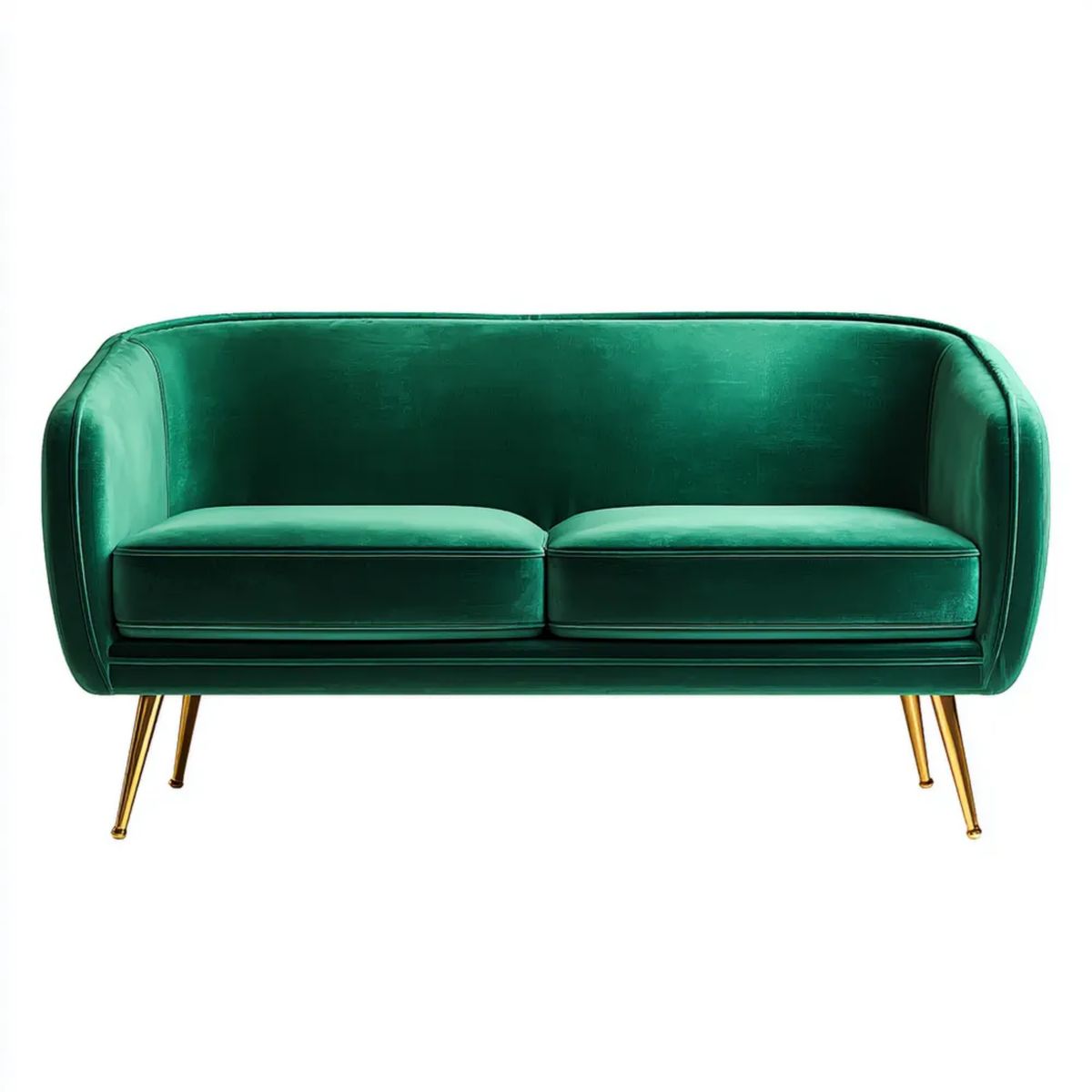 Sofa, Szmaragdowa sofa z poliestru z metalową nóżką 140 x 78 x 76 cm