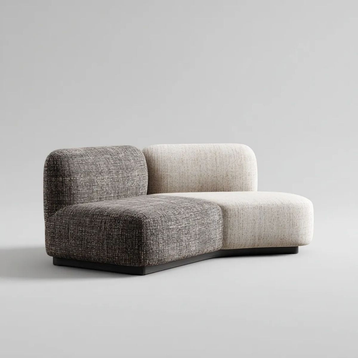 Sofa, Dwukolorowa sofa z beżowym i brązowym firankiem, 180 x 95 x 72 cm