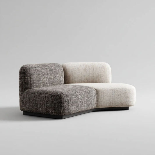 Sofa, Dwukolorowa sofa z beżowym i brązowym firankiem, 180 x 95 x 72 cm