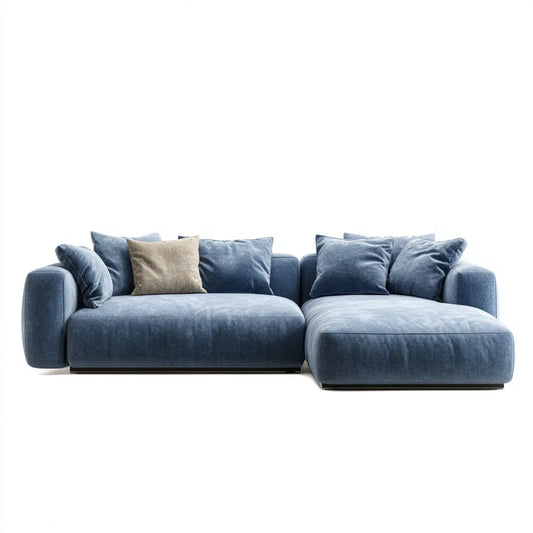 Sofa, Kanapa narożna z niebieskim szezlongiem 290 x 170 x 78 cm poliestrowy tkanina kształt litery L