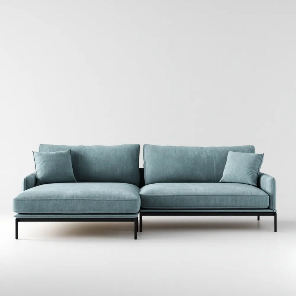 Sofa, 2-osobowa modułowy sofa w niebieskim poliestrze szarym i stalowym 220 x 95 x 82 cm