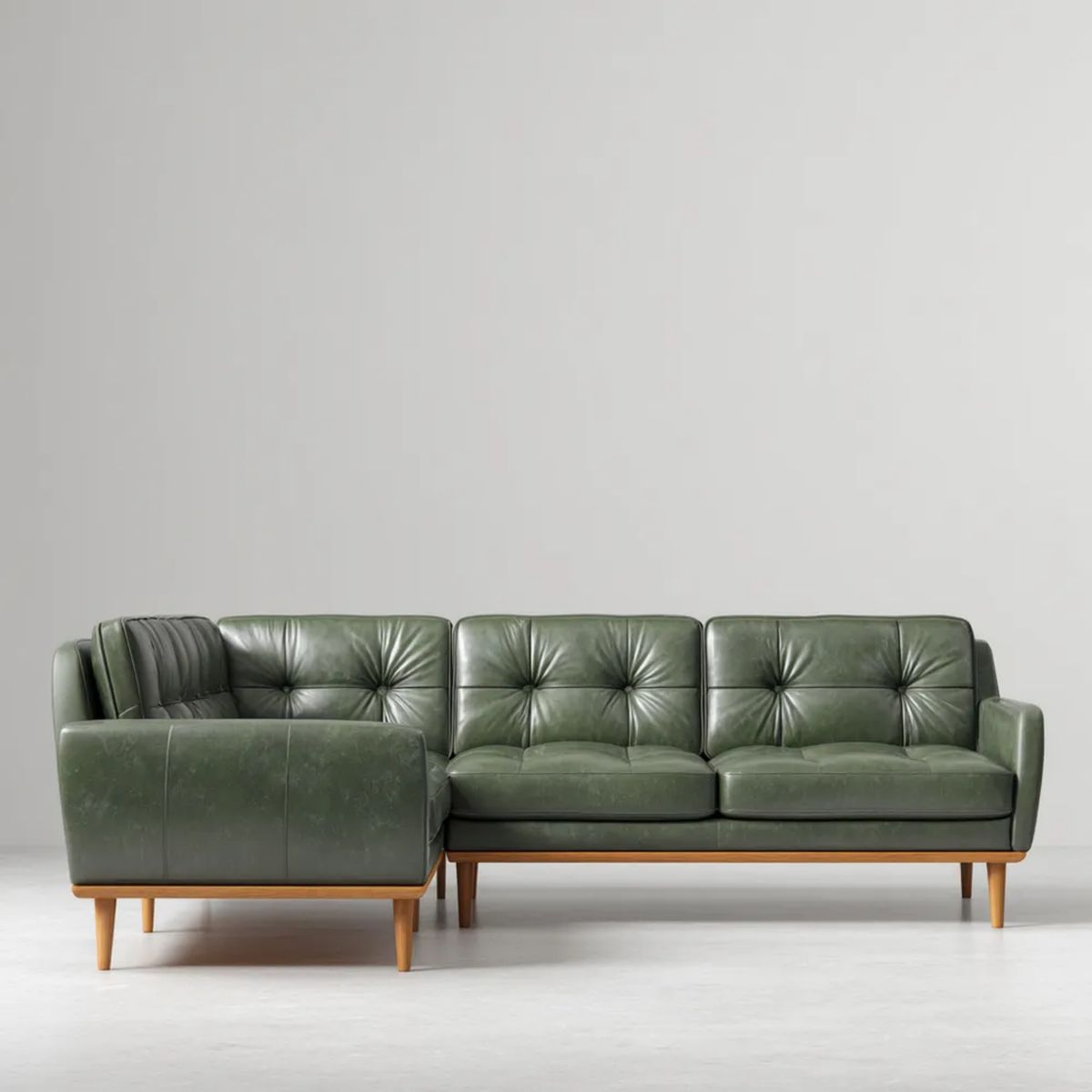Sofa, 4 fotele sofa w ciemnozielony support syntetyczna skóra, kształt L, 260 x 160 x 82 cm